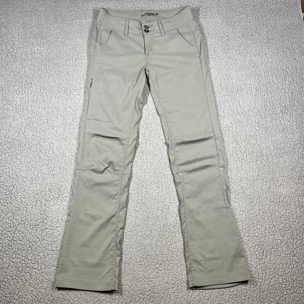 Prana Halle Pants Sage Green Olive 2 Regular Roll Up Hiking Outdoor Stretch